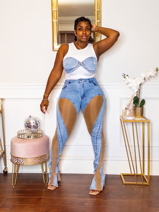 Mesh Denim Set