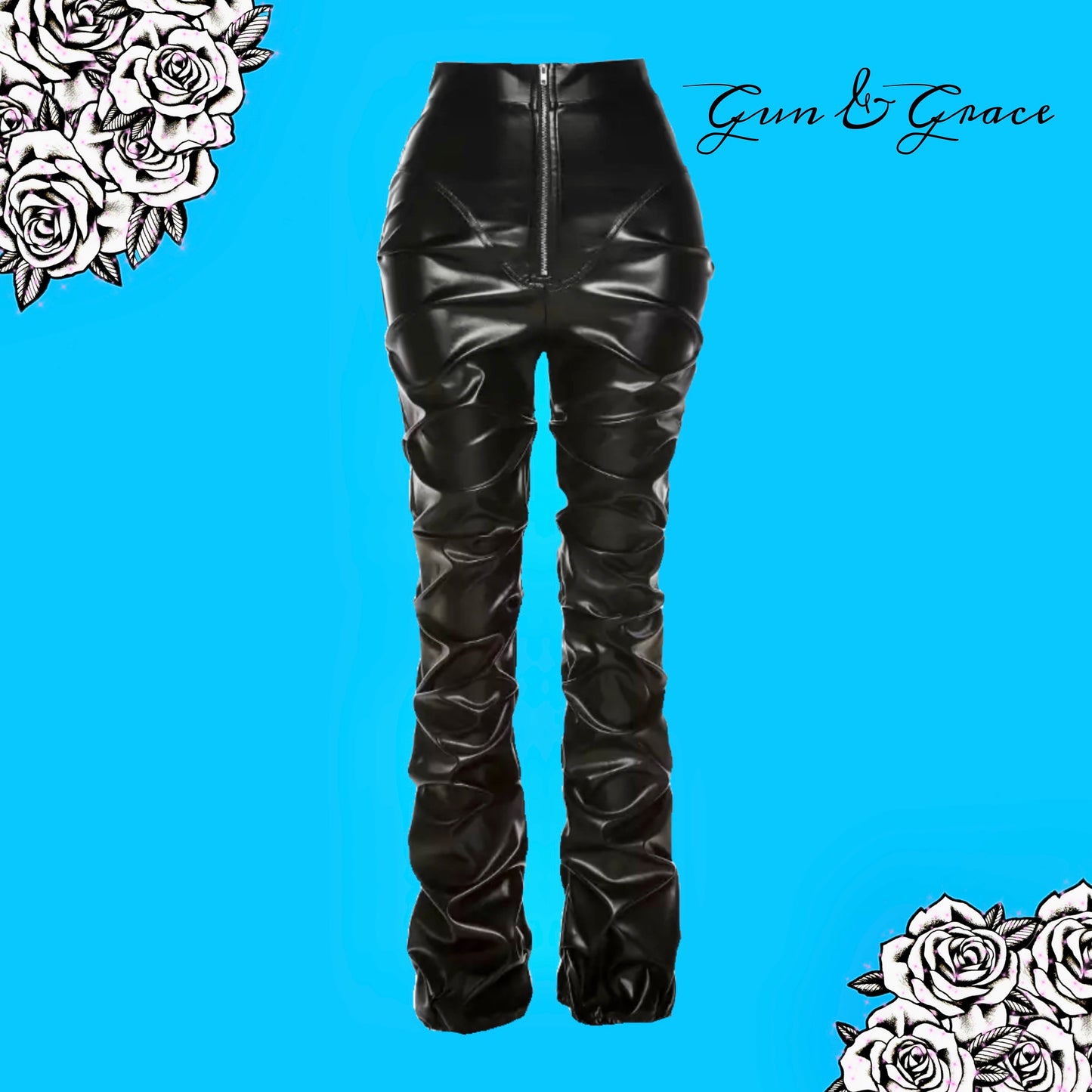 Ruched Faux Leather Pants